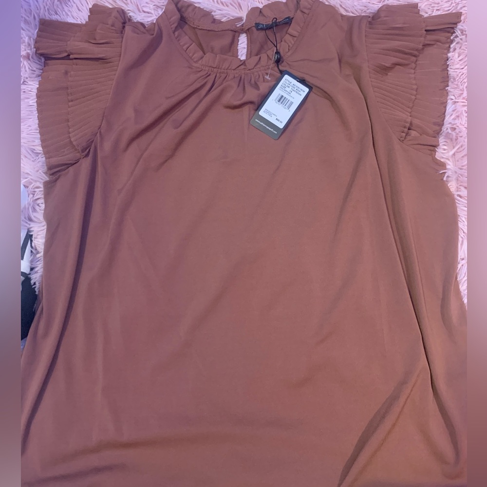 Adrianna Papell burgundy blouse, size 1X